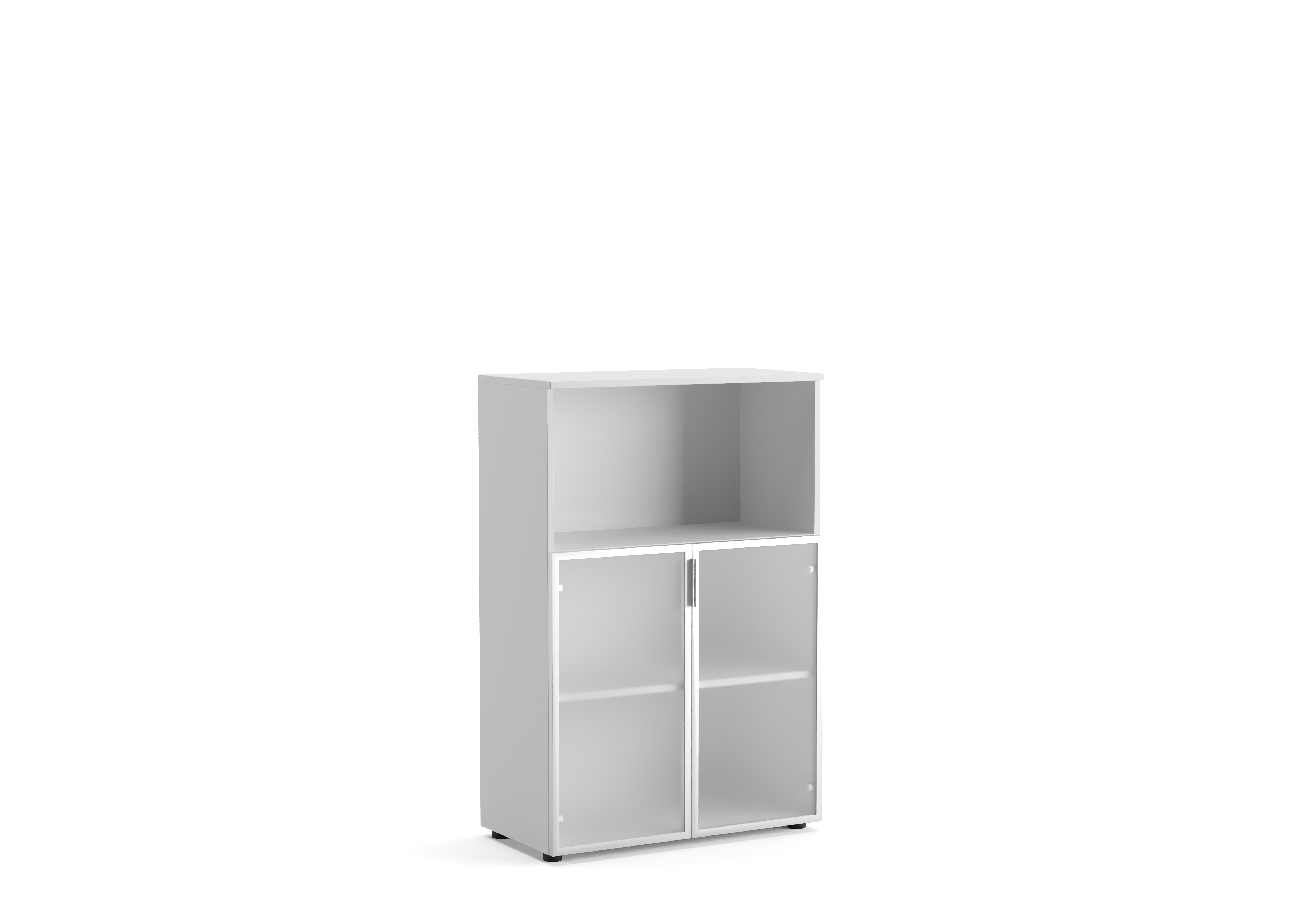 Glass Door Open Shelf Cabinet - 80x40xH120