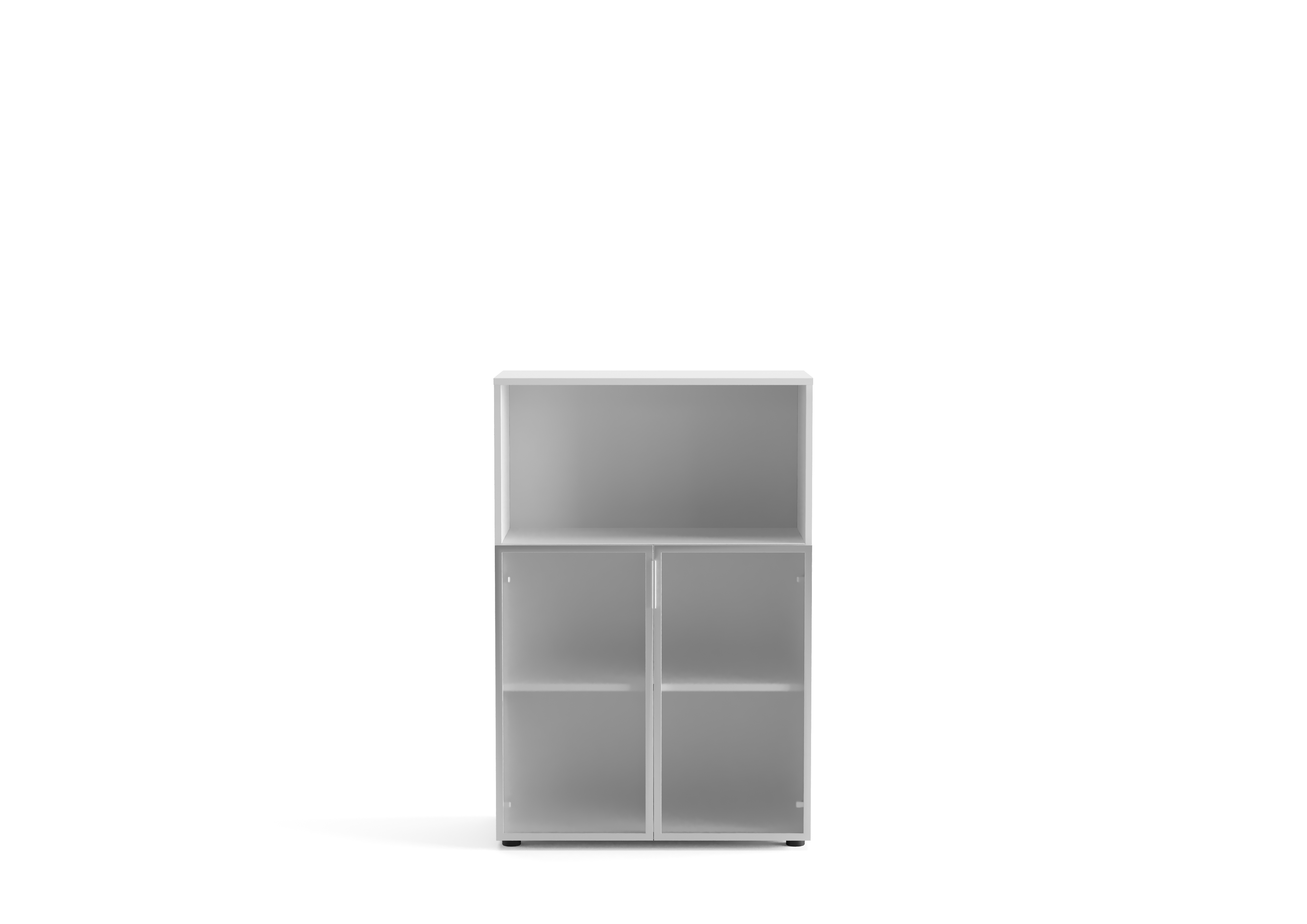 Glass Door Open Shelf Cabinet - 80x40xH120